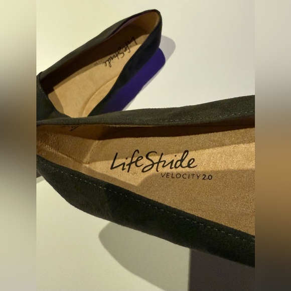 Olive Green Suede Slip-On Loafers - Picture 3 of 3